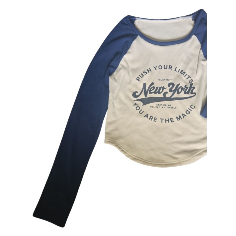 Graphic Raglan Long Sleeve Top - New York Script - XL